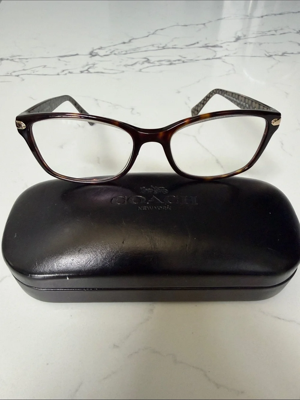 Coach Brown Logo-Pattern Rectangular Eyeglass Frames- HC6065 5291